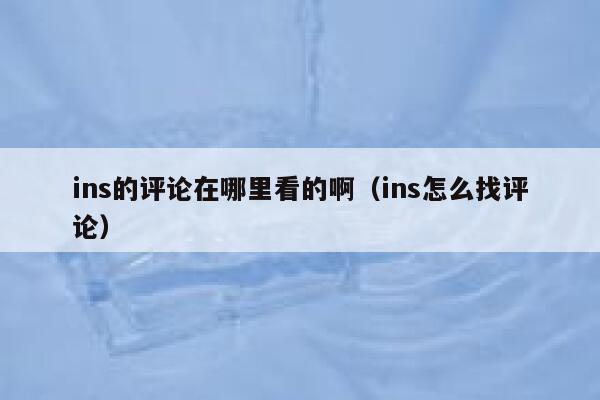 ins的评论在哪里看的啊（ins怎么找评论） 第1张