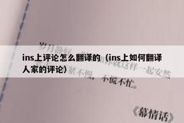 ins上评论怎么翻译的（ins上如何翻译人家的评论） 第1张