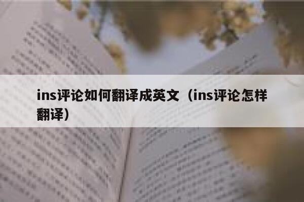 ins评论如何翻译成英文（ins评论怎样翻译） 第1张