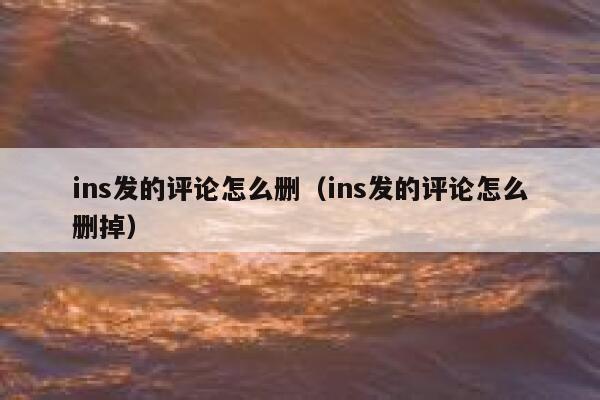 ins发的评论怎么删（ins发的评论怎么删掉） 第1张