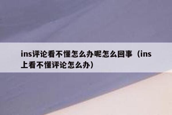 ins评论看不懂怎么办呢怎么回事（ins上看不懂评论怎么办） 第1张