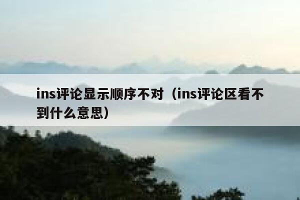ins评论显示顺序不对（ins评论区看不到什么意思） 第1张