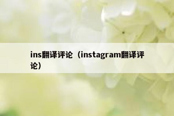 ins翻译评论（instagram翻译评论） 第1张
