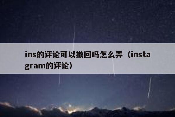 ins的评论可以撤回吗怎么弄（instagram的评论） 第1张