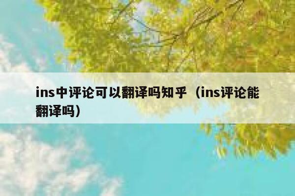 ins中评论可以翻译吗知乎（ins评论能翻译吗） 第1张