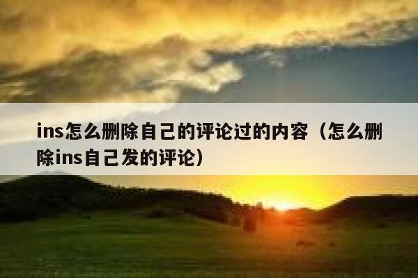ins怎么删除自己的评论过的内容（怎么删除ins自己发的评论） 第1张