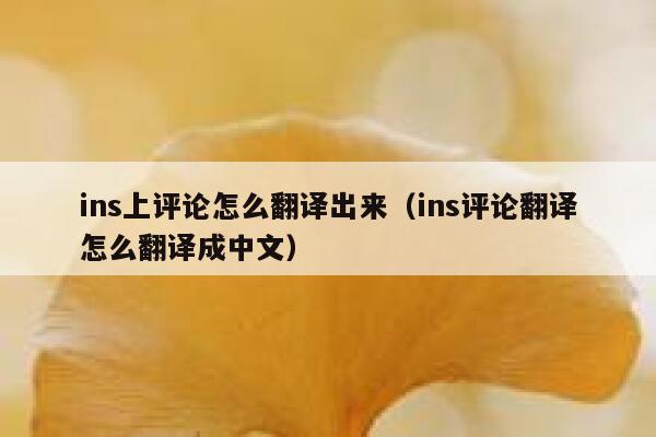 ins上评论怎么翻译出来（ins评论翻译怎么翻译成中文） 第1张
