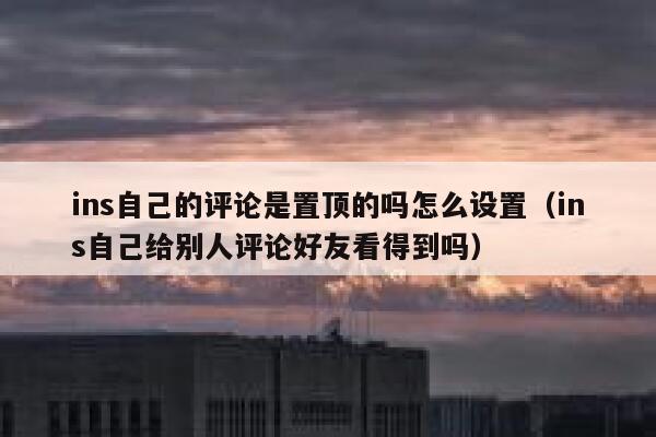 ins自己的评论是置顶的吗怎么设置（ins自己给别人评论好友看得到吗） 第1张