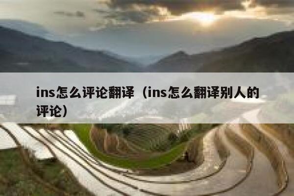 ins怎么评论翻译（ins怎么翻译别人的评论） 第1张