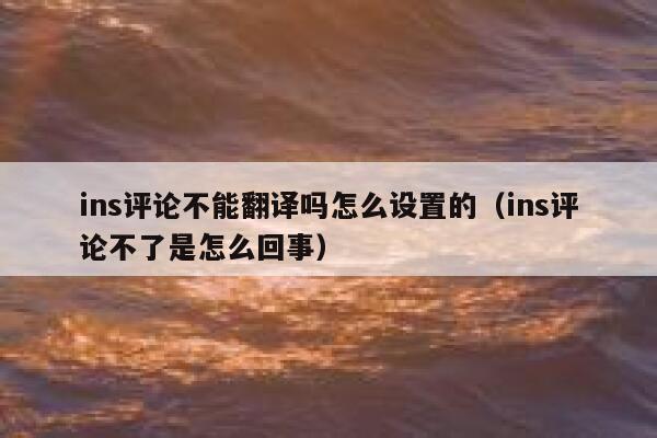 ins评论不能翻译吗怎么设置的（ins评论不了是怎么回事） 第1张