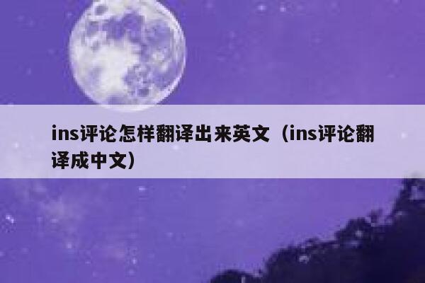 ins评论怎样翻译出来英文（ins评论翻译成中文） 第1张