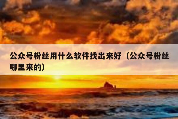 公众号粉丝用什么软件找出来好（公众号粉丝哪里来的） 第1张