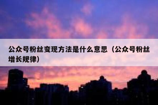 公众号粉丝变现方法是什么意思（公众号粉丝增长规律） 第1张