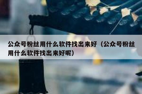 公众号粉丝用什么软件找出来好（公众号粉丝用什么软件找出来好呢） 第1张