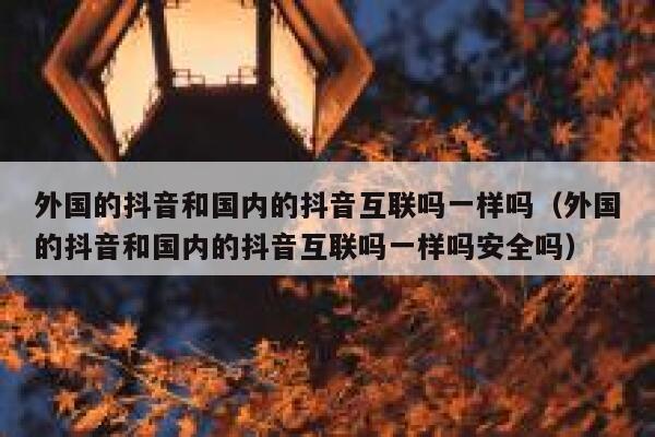 外国的抖音和国内的抖音互联吗一样吗（外国的抖音和国内的抖音互联吗一样吗安全吗） 第1张