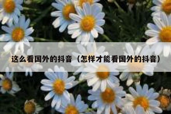 这么看国外的抖音（怎样才能看国外的抖音） 第1张