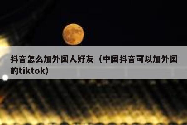抖音怎么加外国人好友（中国抖音可以加外国的tiktok） 第1张