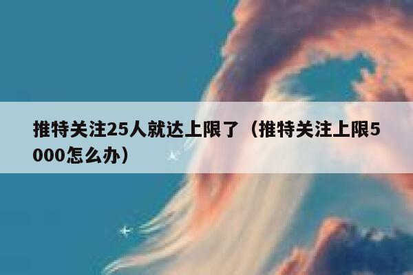推特关注25人就达上限了（推特关注上限5000怎么办） 第1张
