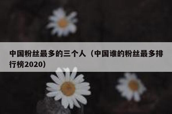中国粉丝最多的三个人（中国谁的粉丝最多排行榜2020） 第1张
