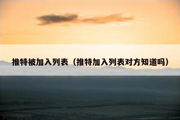 推特被加入列表（推特加入列表对方知道吗） 第1张