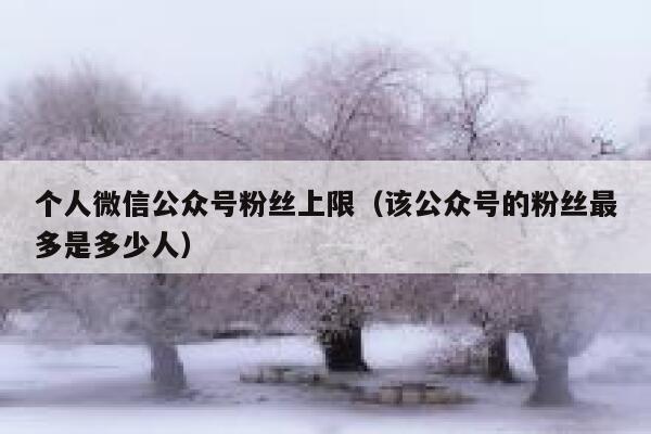个人微信公众号粉丝上限（该公众号的粉丝最多是多少人） 第1张