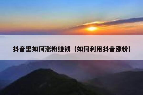 抖音里如何涨粉赚钱（如何利用抖音涨粉） 第1张
