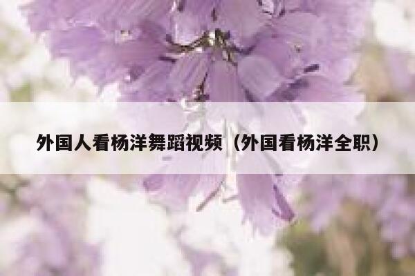 外国人看杨洋舞蹈视频（外国看杨洋全职） 第1张