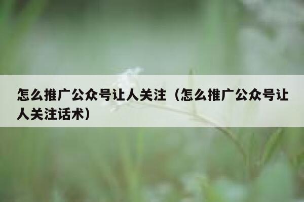 怎么推广公众号让人关注（怎么推广公众号让人关注话术） 第1张