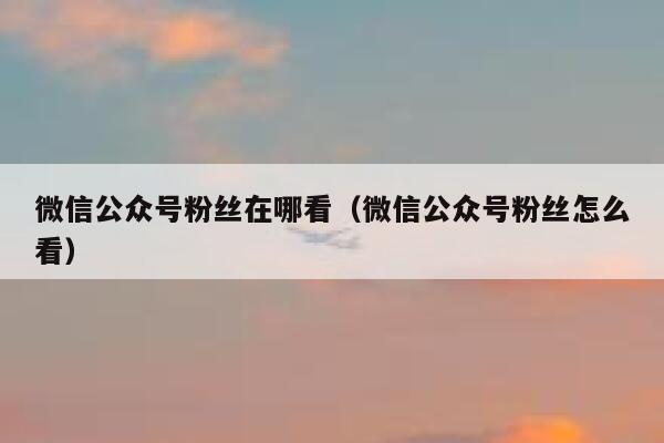 微信公众号粉丝在哪看（微信公众号粉丝怎么看） 第1张