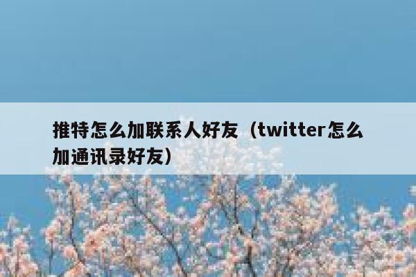 推特怎么加联系人好友（twitter怎么加通讯录好友） 第1张