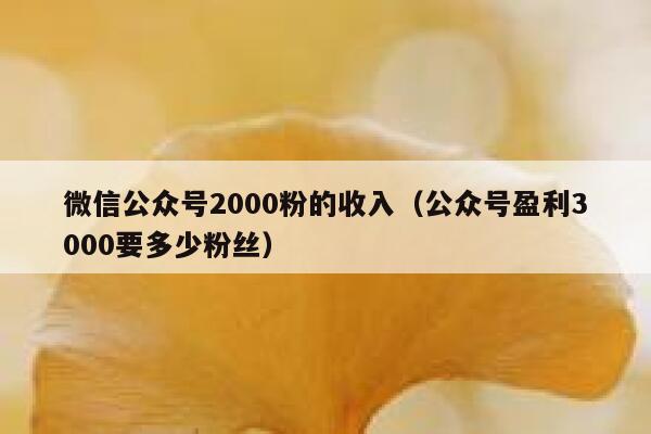 微信公众号2000粉的收入（公众号盈利3000要多少粉丝） 第1张