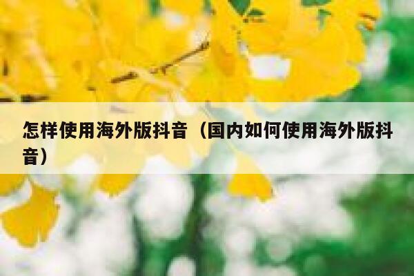 怎样使用海外版抖音（国内如何使用海外版抖音） 第1张
