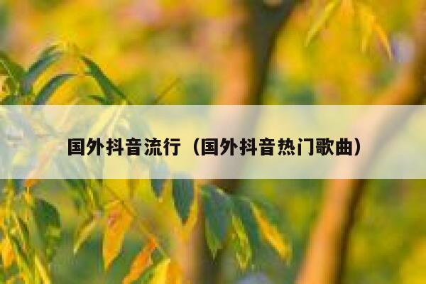 国外抖音流行（国外抖音热门歌曲） 第1张