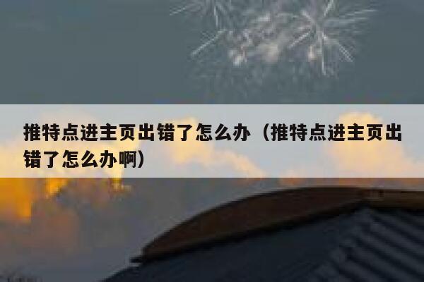 推特点进主页出错了怎么办（推特点进主页出错了怎么办啊） 第1张