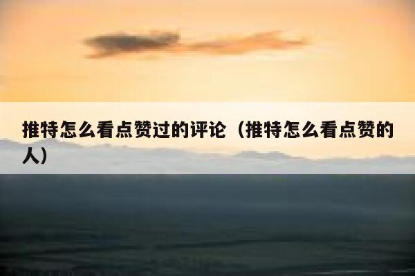推特怎么看点赞过的评论（推特怎么看点赞的人） 第1张