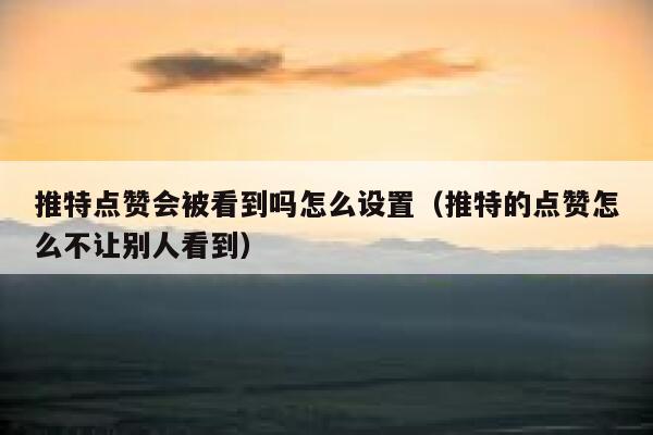 推特点赞会被看到吗怎么设置（推特的点赞怎么不让别人看到） 第1张