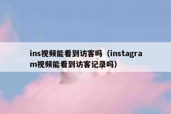 ins视频能看到访客吗（instagram视频能看到访客记录吗） 第1张