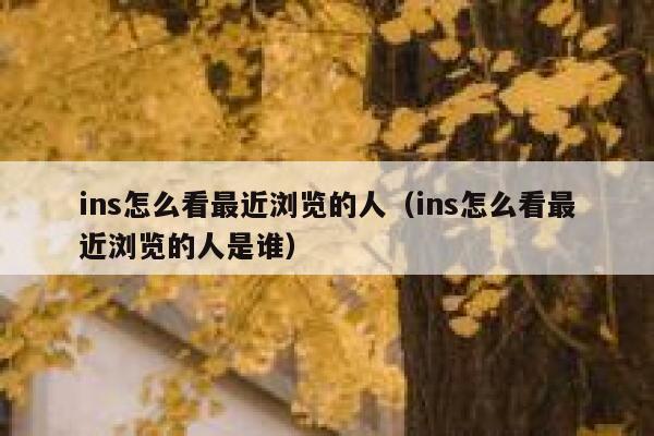 ins怎么看最近浏览的人（ins怎么看最近浏览的人是谁） 第1张