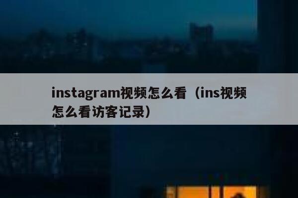 instagram视频怎么看（ins视频怎么看访客记录） 第1张