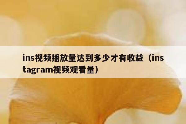 ins视频播放量达到多少才有收益（instagram视频观看量） 第1张