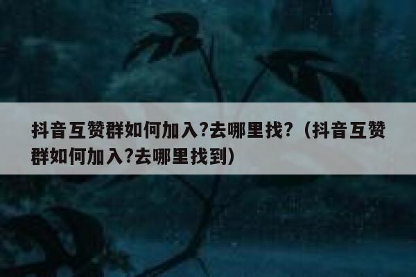 抖音互赞群如何加入?去哪里找?(抖音互赞群如何加入?去哪里找到) 第1张 抖音互赞群如何加入?去哪里找?(抖音互赞群如何加入?去哪里找到) 第1张
