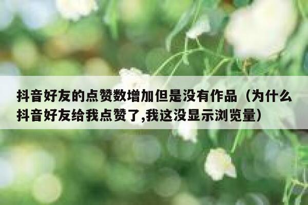 抖音好友的点赞数增加但是没有作品(为什么抖音好友给我点赞了,我这没显示浏览量) 第1张 抖音好友的点赞数增加但是没有作品(为什么抖音好友给我点赞了,我这没显示浏览量) 第1张