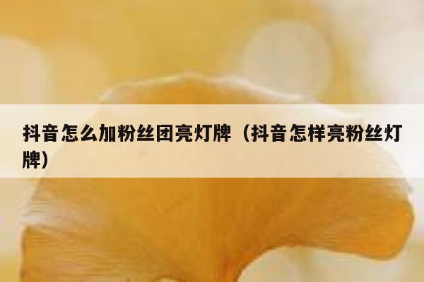 抖音怎么加粉丝团亮灯牌（抖音怎样亮粉丝灯牌） 第1张