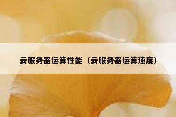 云服务器运算性能（云服务器运算速度） 第1张