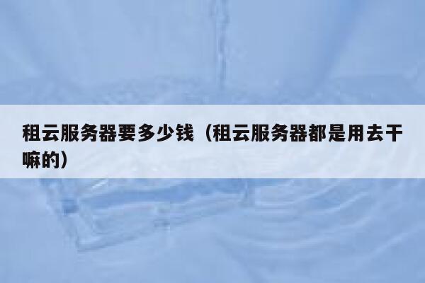 租云服务器要多少钱（租云服务器都是用去干嘛的） 第1张
