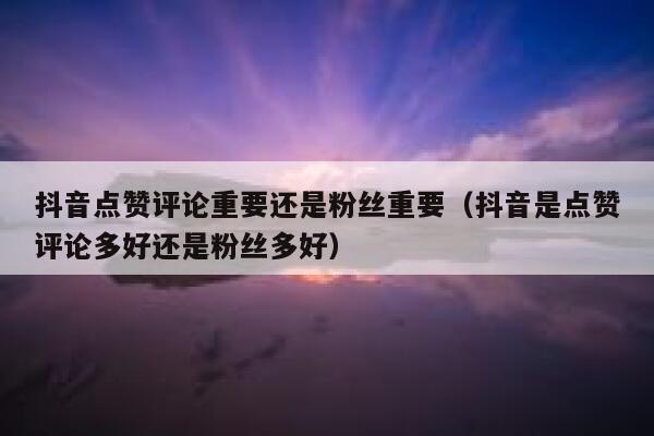 抖音点赞评论重要还是粉丝重要(抖音是点赞评论多好还是粉丝多好) 第1张 抖音点赞评论重要还是粉丝重要(抖音是点赞评论多好还是粉丝多好) 第1张