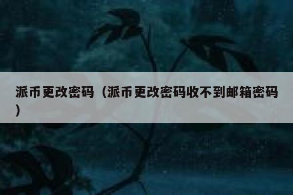 派币更改密码（派币更改密码收不到邮箱密码） 第1张