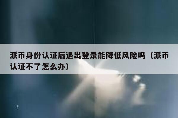 派币身份认证后退出登录能降低风险吗（派币认证不了怎么办） 第1张