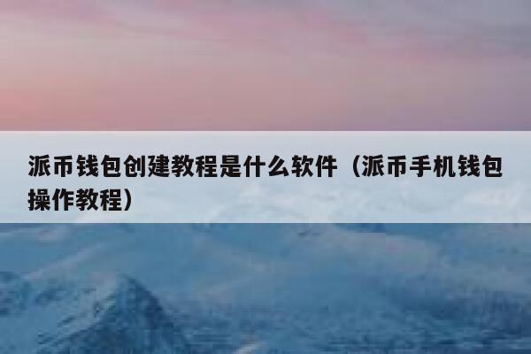 派币钱包创建教程是什么软件（派币手机钱包操作教程） 第1张