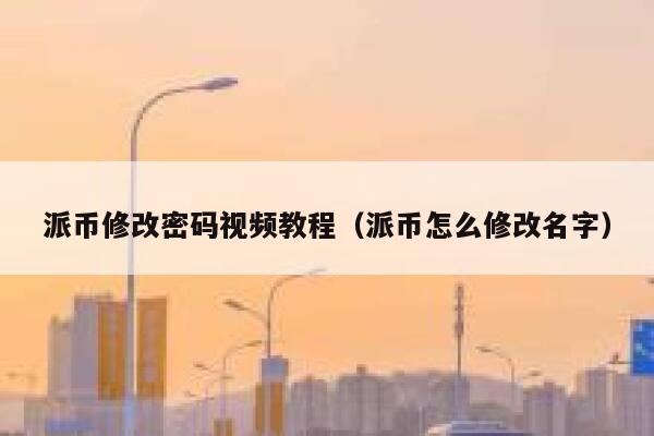 派币修改密码视频教程（派币怎么修改名字） 第1张